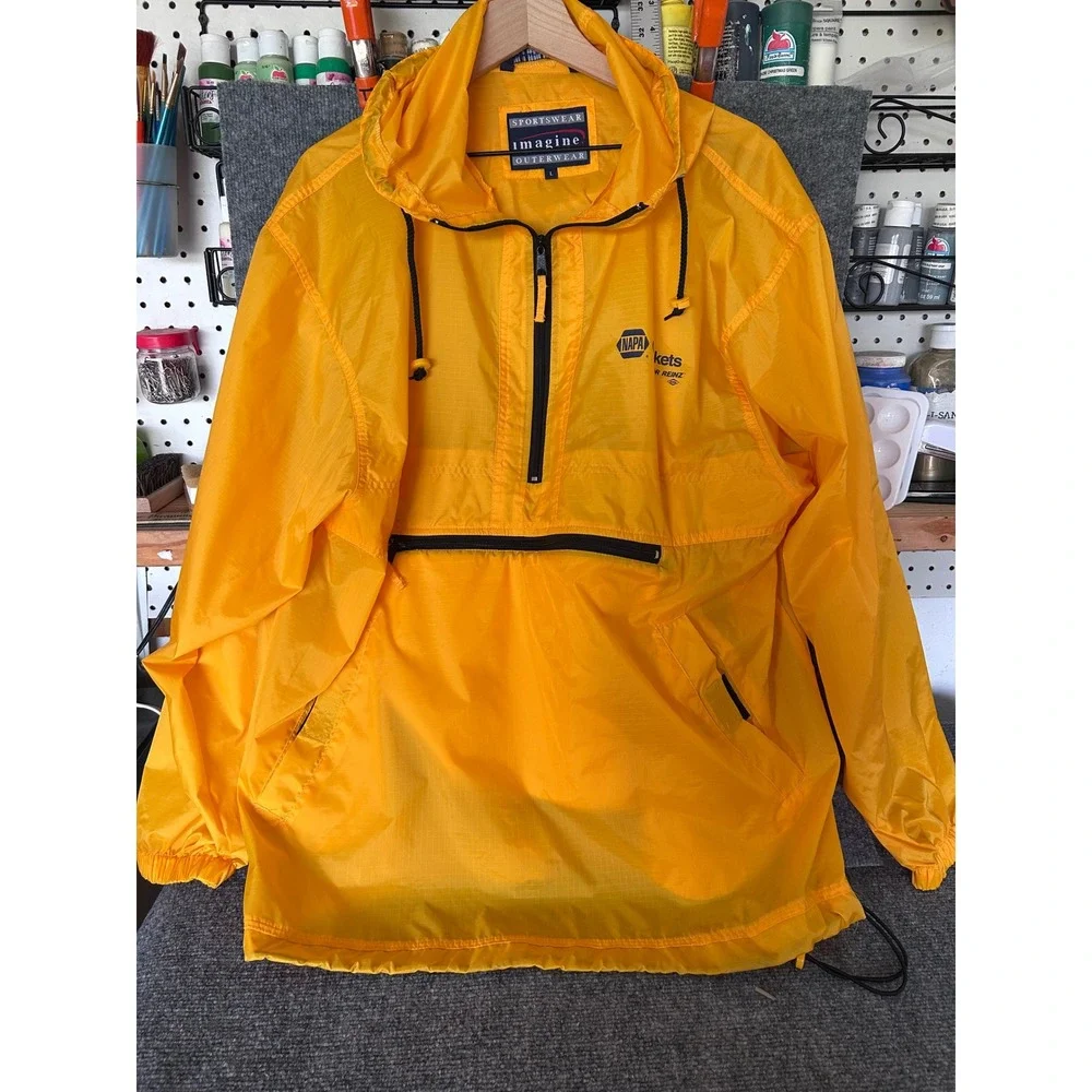 Vintage Imagine Sportswear NAPA Gaskets Windbreaker Yellow Anorak Jacket Large